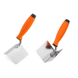 MIVOS Mivos 2 x Eckenkelle Rostfreie 80 x 60 mm - Inneneckenkelle und Au?eneckenkelle aus Edelstahl - Innen und Au?en Kantenkelle mit Softgriff - Eckspachtel Made in EU