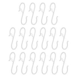 HARFINGTON 16pcs S Hooks 3.5 Inch S-Shaped Metal Hook Hanger with Safety Buckle for Hanging Plants Clothes Pots and Pans Kitchen Utensil Bags, White