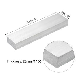 sourcing map Square Aluminum Flat Bar, 1" Thickness 2" Width 8" Length Square Aluminum Bar 6061 Aluminum Flat Plate, 25 x 50 x 203mm T6511 Solid New Mill Stock