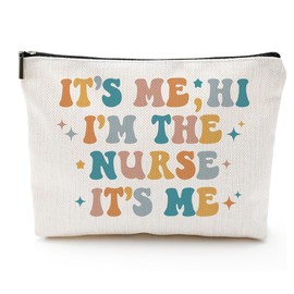 Vancsenia It's Me Hi I'm the Nurse It's Me Makeup Bag - Funny Nurse Gifts for Women, Nurse Appreciation Gifts 2025, Nurse Day Gift Ideas for Nursing Students, RN, LPN, Travel Cosmetic Bag for Nurses
