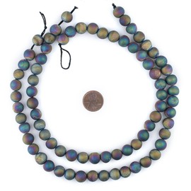 TheBeadChest Rainbow Round Druzy Agate Beads (10mm): Organic Gemstone Round Spherical Energy Stone Healing Power Crystal for Jewelry Bracelet Mala Necklace Making