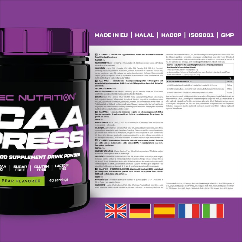 Scitec Nutrition BCAA Xpress, Sugar, Gluten & Lactose Free, 5g