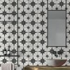The Tiles Plaza Encaustic Peel and Stick Backsplash, Black Star