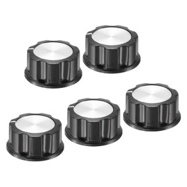 MECCANIXITY Potentiometer Knobs Aluminium Alloy 33x15.5mm 6mm Hole Volume Control Knob Cap for Guitar Bass,Volume Control,Mechanical Switch, Appliances,Audio with 5pcs Set Screw Black 5PCS