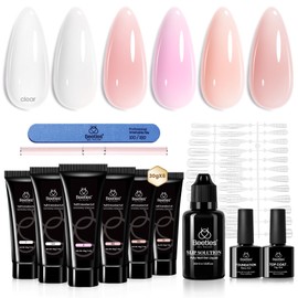 beetles Gel Polish Beetles Poly Extension Gel Nail Kit, 30g 6 Colors Clear Nude Pink Builder Nail Extension Enhancement Gel Manicure DIY Home Salon Gift for Women Girls