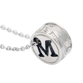 piena Hawaiian Jewelry Pendant Necklace for Women Hypoallergenic Surgical Stainless Steel Initial Barrel Scroll Alphabet M