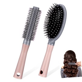 WOONEKY 2pcs Round Detangler Brushes for Women Ergonomic Hair Styling Tools for Wet Curly Hair Effortless Detangling Comfortable Grip Salon Quality for Types