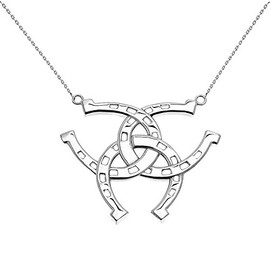 Sterling Silver Triple Criss Cross Horse Shoe Good luck Necklace, 20"