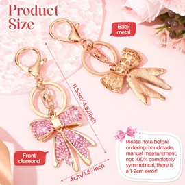 Wincredulous Bow Keychain Diamond Coquette Bowknot Bag Charm Keyring for Bow Party Lover Gift Women Purse(Pink-Diamond,1pc)