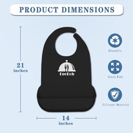Paquete de 2 baberos de silicona para adultos con recogedor de migas, baberos lavables y ajustables para ancianos, hombres y mujeres mayores