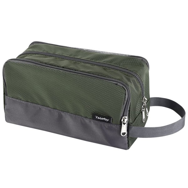 Yeiotsy Soft and Light-Weight Toiletry Bag Travel Cosmetic Organizer for Holiday Weekend Trip Or Gym Use (Army Green)