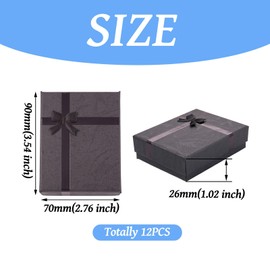 Cheriswelry 12Pcs Black Gift Box with Lid Christmas Gift Box Cotton-Filled Storage Case 3.54"x2.76" Necklace Bracelet Earring Box for Party Decoration Wedding Party Birthday Engagement