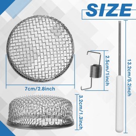 LEONTOOL 2 Pack RV Furnace Vent Screen, Flying Insect Screen Round RV Furnace Vent Cover Bug Covers for Camper Vents, Water Heater, Stainless Steel Mesh with Installation Tool, 2.8 x 1.3 Inch