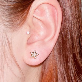 Generic Gold Plated Star Earring, StarTiny Studs Hypoallergenic Earrings for Women Cute Earring Holder Graduation Gifts for Her Women Teacher Cartilage Earrings (GS)