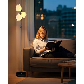 Lightdot Black Flower Floor Lamp Stepless Dimmable Modern Mid Century Standing Lamp Floral 3-Light Floor Lamps with 3000K G9 Bulbs Sturdy Metal Base Tall Lamps for Living Room Bedroom Home Office