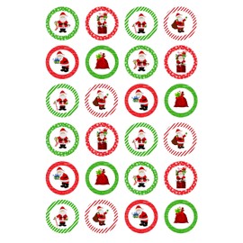 24 edible PRE CUT Christmas Santa framed kids childrens party decoration cupcake toppers on wafer rice paper