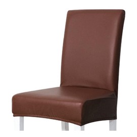 [pkpohs] Chair Cover Dining PU Dining Chair Waterproof Elastic Dining Chair Cover (Brown)