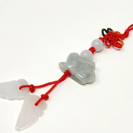Fengshui 12 Animals Cell Phone Hanging Lucky Charm Hanging Handbag + One Free Red String Bracelet, RABBIT, Jade