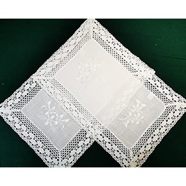 Doilies 30 x 45 cm, Pack of 2, Embroidered with Lace (30 x 45)