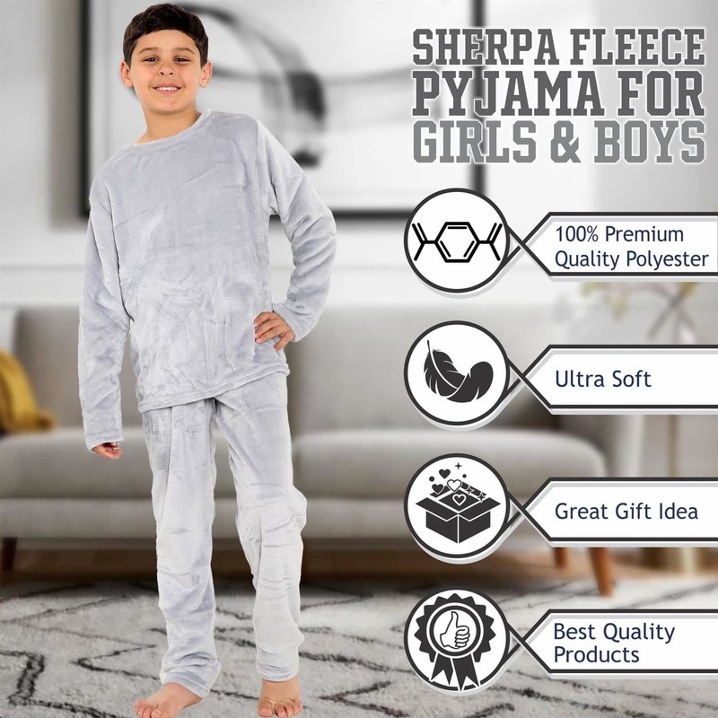 A2Z 4 Kids Childrens Warm Fleece Twosie Crew Neck Pyjamas