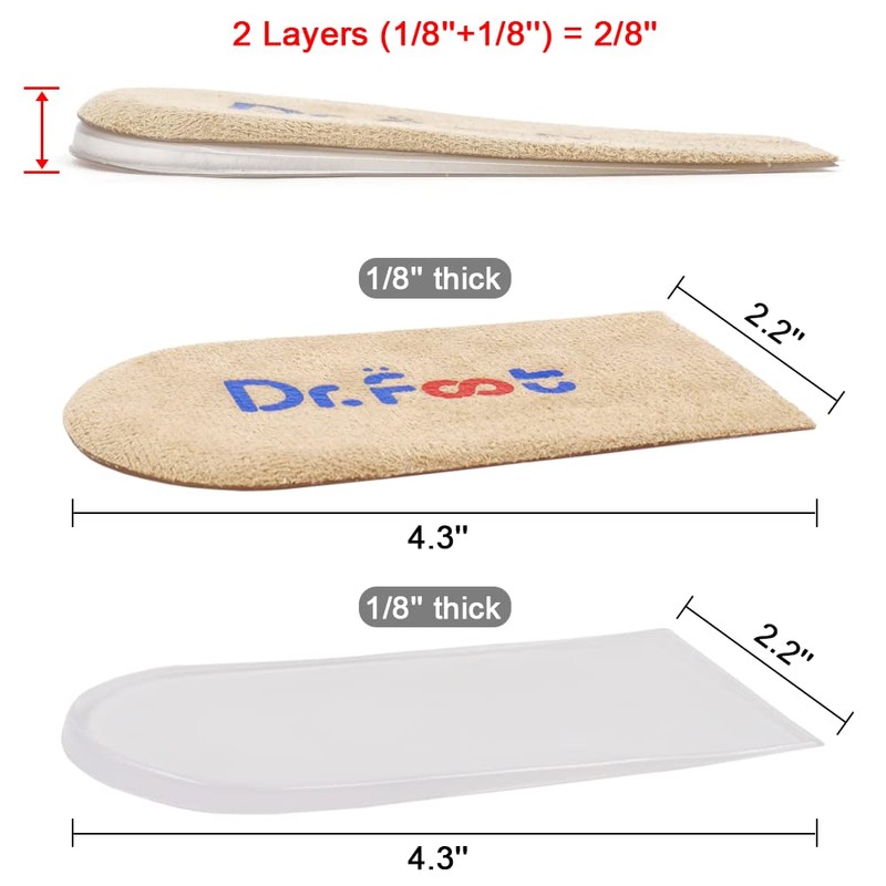Dr.Foot Adjustable Orthopedic Heel Lift Inserts, Height Increase Insole for