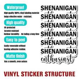Pack 6PCS Shenanigan Enthusiast Stickers Funny Sarcastic Quote Vinyl Waterproof Decals Decor Tumbler Kindle Laptop Water Bottle Phone Hard Hat Luggage Scrapbook Car Gifts