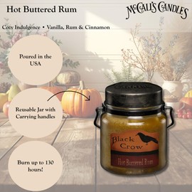 McCall’s Candles | Hot Buttered Rum | 16 oz Scented Candle | USA-Poured | Vintage Rustic Jar with Carrying Handle | Warm Buttery Spiced Fragrance