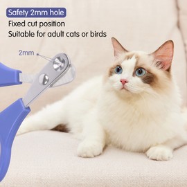 Kaket Cat Nail Clippers, Pet Claw Scissors with 2mm Positioning Hole, Pet Nail Clippers for Small Animals, Non-Slip Claw Trimmer, Cat Claw Cutters Scissors for Guinea Pigs, Birds, Puppies (Purple)