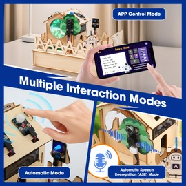 ESP32 IoT STEM Kit for Arduino/Acecode, 3D Wooden Puzzles Smart Home Learner Kit for Kids Age 10+, Educational STEM Toy House DIY Sensor Coding Set, Voice/APP Control, Gift for Adults Teens Boys Girl