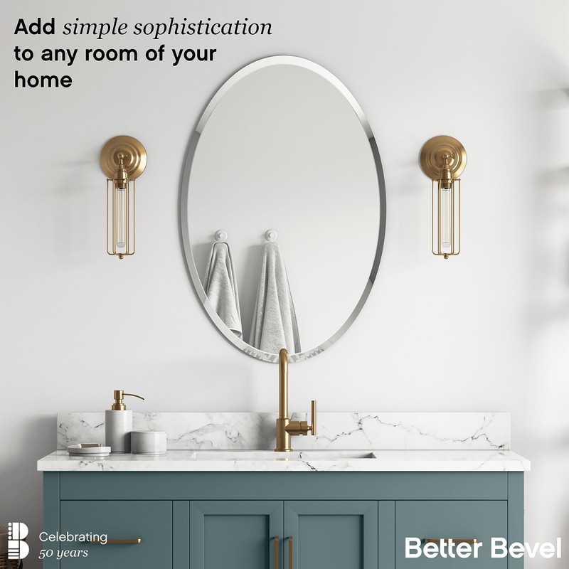 Better Bevel Frameless Oval Mirror, 22" x 28" Bathroom Wall