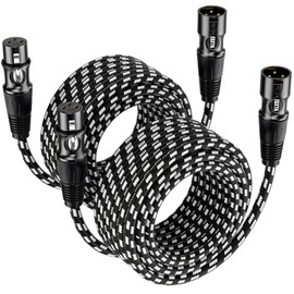 EBXYA XLR Cable 75ft 2 Packs, Braided Male to Female Balanced Microphone Cable, Gold Plated 3-Pin Mic Cable for Mixer, Amplifiers, Record, Black