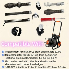 10 - Piece Drain Snake Cutter and Auger Set, High - quality, Fits for RIDGID C8 5/8" Drain Snake Cable 62270