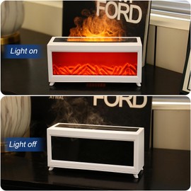 PATNOLE Essential Oil Diffuser,Fireplace Colorful Flame Diffuser,220ml Aromatherapy Diffuser for Home, Bedroom, Office, Timer or Waterless Auto-Off. (White)