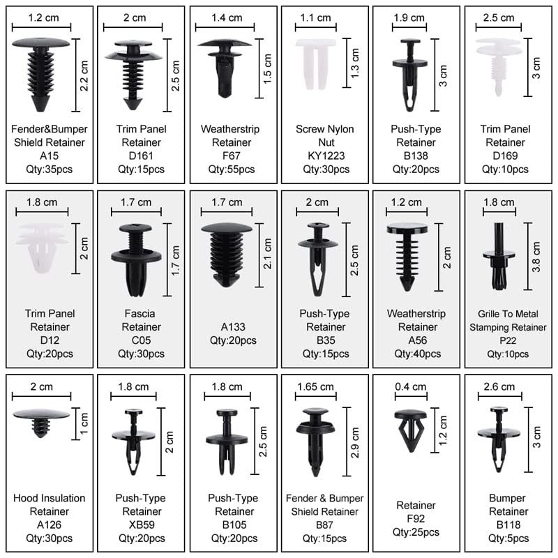 AIMALL 415pcs Car Body Retainer Clips Set Push Retainer Pin