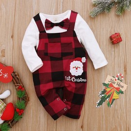 Oklady My First Christmas Baby Boy Outfits Gentleman Bow Tie Romper Vest Suspenders Pants Christmas Clothes Sets
