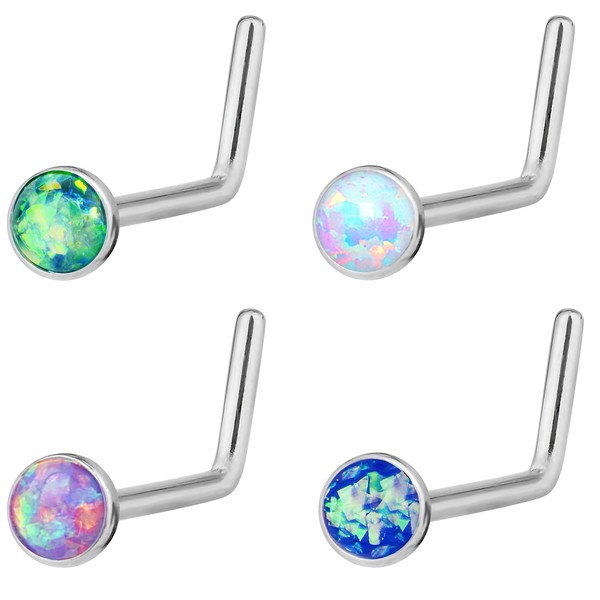 Forbidden Body Jewelry 4-Pack: 20g 6mm Surgical Steel Synthetic Opal