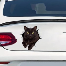Set of 2 Black Cat Vinyl Decals 12x13cm Realistic Cat Stickers for Cars, Windows, Laptops, 3D Effect Decoration, Waterproof & Durable Car Sticker |#DS05