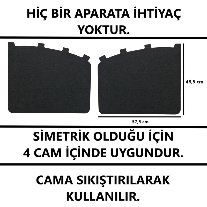 Oto Güneşlik Perde Yan Cam Güneş Önleyici Aksesuar Siyah Keçe