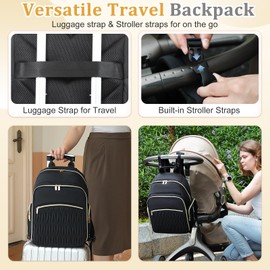 miss fong miss fong Diaper Bag Backpack - Baby Diaper Bag with Diaper Changing Pad Quilted Travel Diaper Backpack with 16 Pockets Waterproof Mommy Bag Large Baby Bag Baby Shower Gifts for Mom & Dad-Black