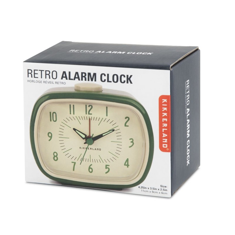 Kikkerland ABS Retro Alarm Clock, Green