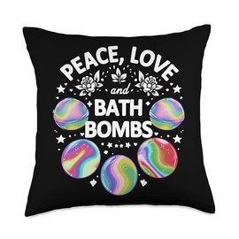 Peace, love, and bath bombs Throw Pillow