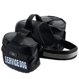 Service Dog Harness with Removable Saddle Bag Backpack Carrier Traveling Carrying Bag. 2 Removable Patches. Please Measure Dog Before Ordering. Made by Doggie Stylz (Girth 19-25", Black)