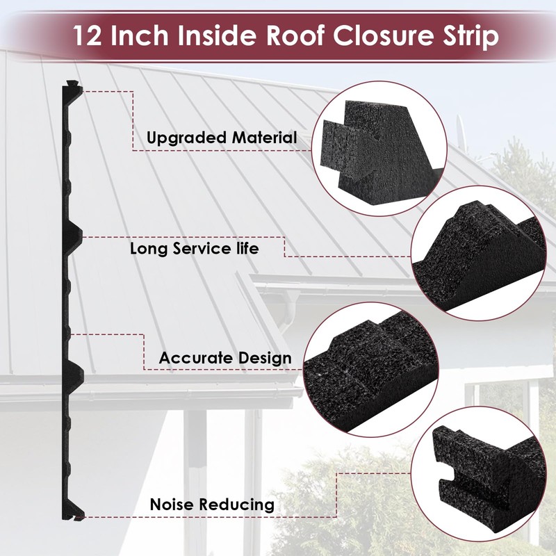 12 in Inside Classic Ribbed Profile Foam Closure Strip for
