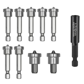 Xiciki 10 PCS Plasterboard Tools Drywall Bit Set, Drywall Screw Bit with Magnetic Depth Setter, 1/4 Inch Hex Shank, 60mm Extension Socket, Plasterboard Screwdriver Bits for Plasterboard Installation