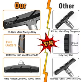 Alritz Bike Brake Pads Set, 6 PCS Road Mountain Bicycle V-Brake Blocks Shoes with Hex Nut and Shims, No Noise No Skid, 70mm, for Front and Back Wheel (Black)