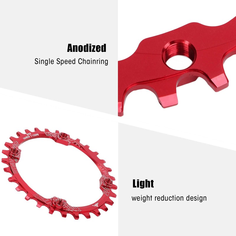 Bicycle Chainring, 30T 104 mm BCD Aluminium Alloy Single Speed