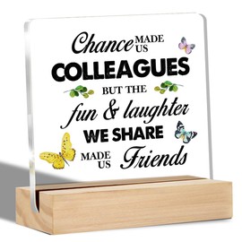 Coworker Gifts Chance Made Us Colleagues Clear Desk Decorative Sign New Joy Going Away Leaving Gift Acrylic Sign with Stand Table Plaque Sign Keepsake Home Office Decor