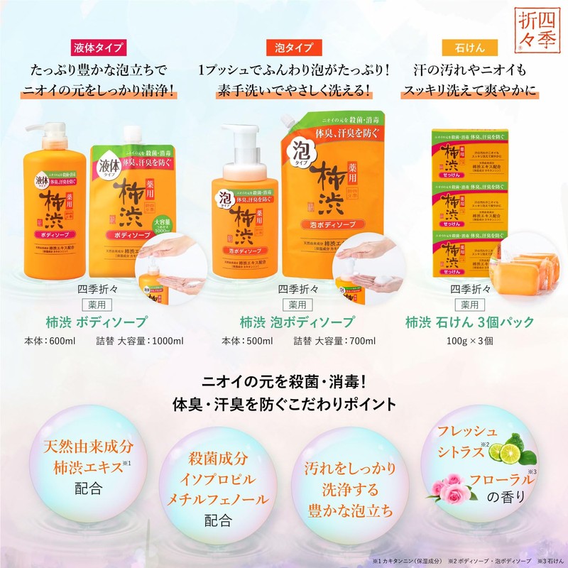 Kumano Yushi Four Seasons Shikioriori Persimmon Juice Body Soap 600ml