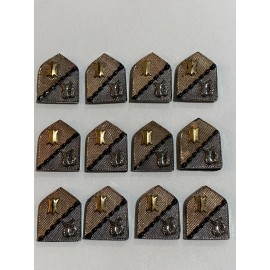 17MM VINTAGE WEST GERMAN GOLD/SILVER SHIELD LIKE GLASS JEWELS (24PCS) $14.00