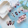 Heart Bow Press on Nails Short Almond French Tip Fake